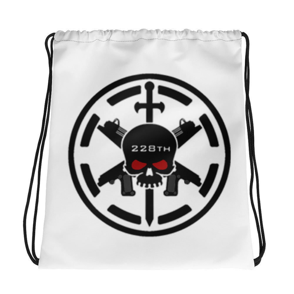228th Black Skulls Symbol Drawstring bag